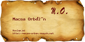 Macsa Orbán névjegykártya
